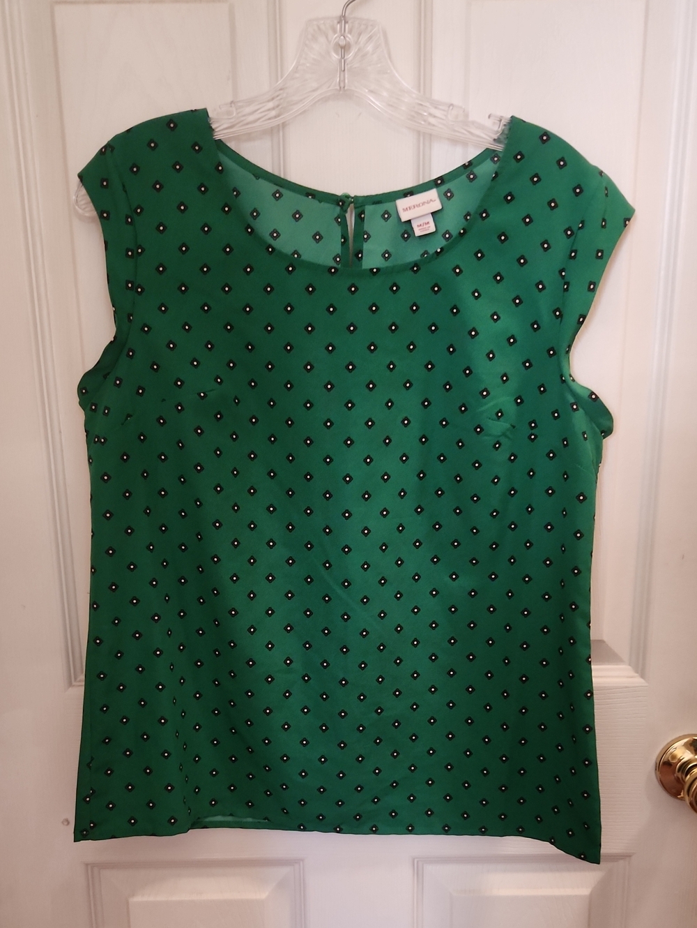 Merona Green Polka Dot Cap Sleeve Blouse